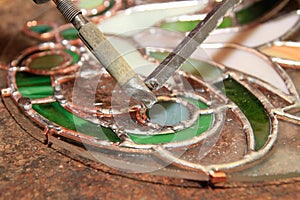 Soldering of stained glass