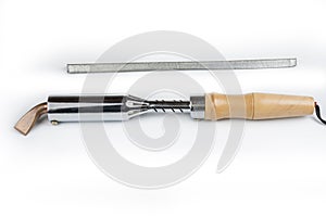 Soldering tin tool with a bar on a white