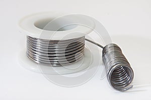 Soldering tin on a white background