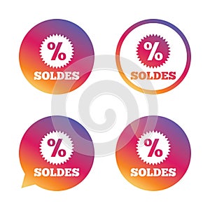 Soldes - Sale in French sign icon. Star.