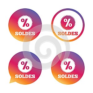 Soldes - Sale in French sign icon. Star. photo