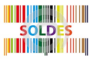 soldes word with barcode on white