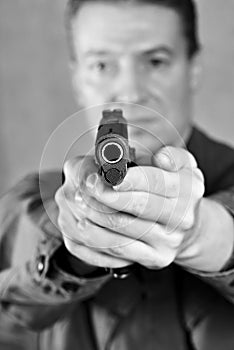 Soldier aiming a pistol Colt
