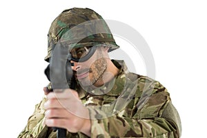 Soldier aiming with a rifle