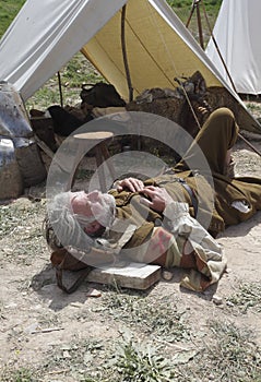 Soldier resting photo