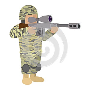 Soldier in camouflage cartoon icon