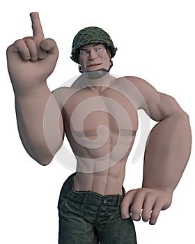 Soldier cartoon in a white background