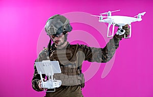 Soldier drone pilot technician
