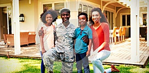 Soldier with family