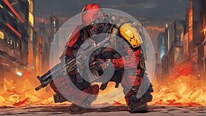 soldier with fire A futuristic soldier who has betrayed his comrades and joined a terrorist organization