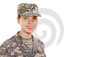 Soldier: girl in the military uniform and hat
