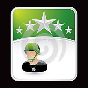 Soldier on green star backdrop