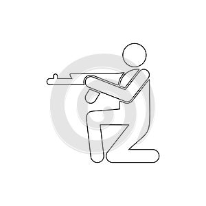 Soldier, gun, shooting outline icon. Can be used for web, logo, mobile app, UI, UX