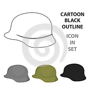 Soldier helmet military icon cartoon. Single weapon icon from the big ammunition, arms set.