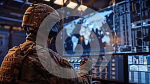 A soldier in command center. AI generated