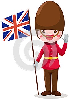 Soldier holding United kingdom flag