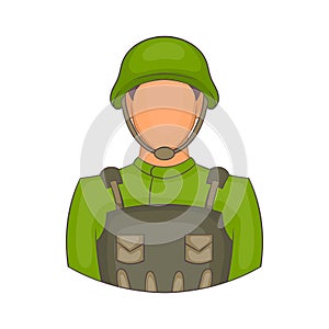 Soldier icon in cartoon style