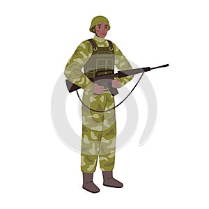 Soldier infantry wearing life vest