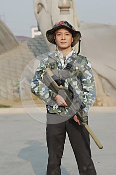 Soldier with laser gun