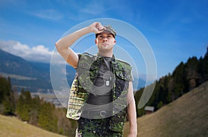 Soldier in military uniform outdoors