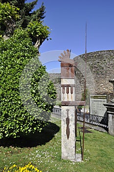 Soldier Monument from Praza da Constitucion Square of Lugo City. Spain.