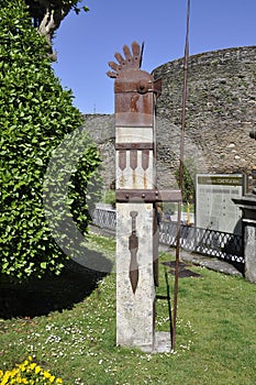 Soldier Monument from Praza da Constitucion Square of Lugo City. Spain.