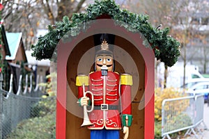 Soldier nutcracker statue at a Christmas market