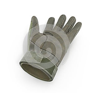 Soldier outdoor winter skiing cycling ride tactical military glove on white. 3D illustration