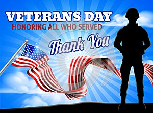 Soldier Patriotic American Flag Veterans Day photo