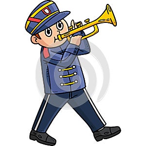 Soldier Playing Trumpet Cartoon Colored Clipart