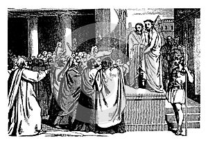Pilate Brings Jesus Before the People vintage illustration photo
