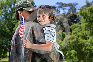 Soldier reunited with her son