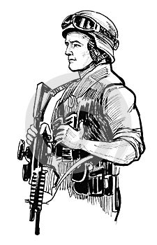 Soldier with riffle
