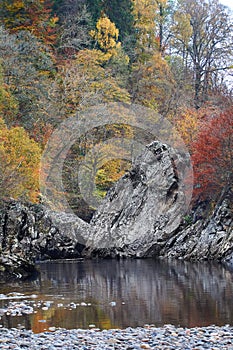 Soldier`s Leap in autumn colors, Scotland