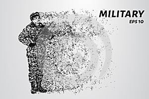 The soldier saluted. The soldier consists of particles photo