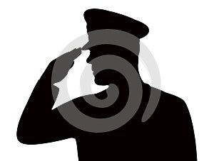A soldier saluting, silhouette