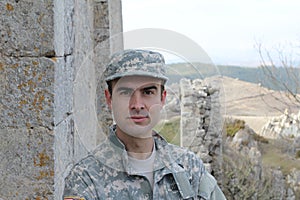 Soldier showing fear in the batter field