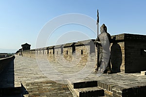 Soldier statue on the fortification wall of old city ,china