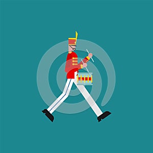 Soldier and trombone. Soldier with musical instrument. Military band