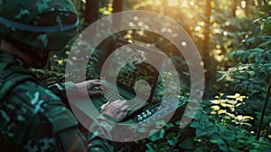 The Soldier Using Laptop.AI generated image