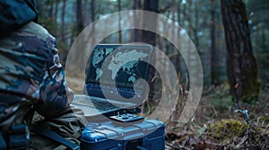 The soldier using laptop.AI generated image