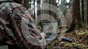 The soldier with laptop.AI generated image