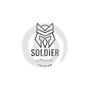 Soldier warrior helmet line minimal logo design