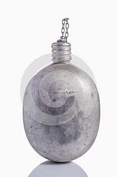 Soldiers old flask isolate on white background