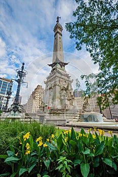 The Soldiers and Sailors Monument in downtown Indianapolis, Indiana