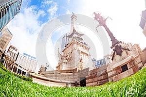 Soldiers` and Sailors` monument at sunny day, USA