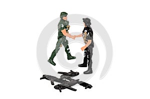 The soldiers shake hands