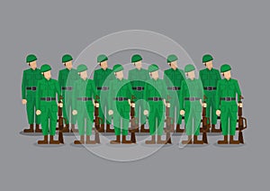 Soldiers Standing at Attention Vector Illustration