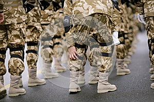 Soldiers take part at a military parade