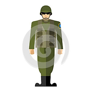 Soldiers. Vector illustration of a military man. Army clothing,